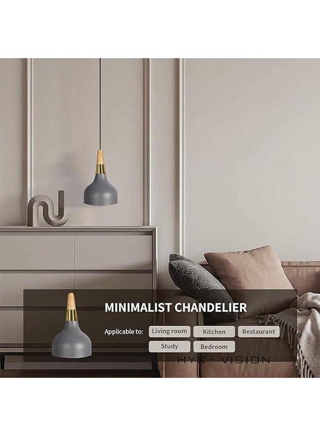 Comysubao Pendant Ceiling Light, Chandelier Decor Lamp, 3-Color Light Indoor Lighting Hanging Lamp with Adjustable Cord, Ceiling Lamp for Kitchen Home Island Dining Room Bedroom (Grey) - Image 4